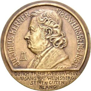 Einseitige Medaille auf Justinus Kerner