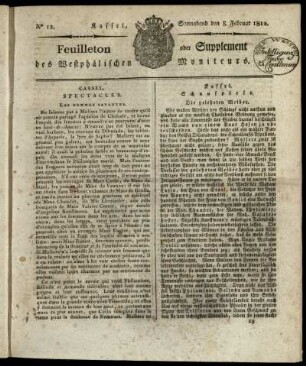 No. 12, Sonnabend den 8. Februar 1812