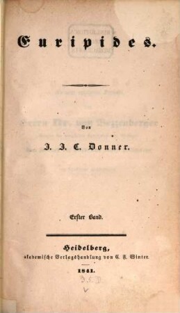 Euripides : Von J. J. E. Donner. 1