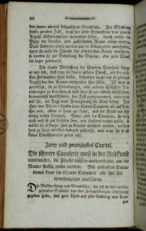 Zwey und zwanzigstes Capitel. Die schwere Cavalerie muß in der Reitkunst unterwiesen, [...]