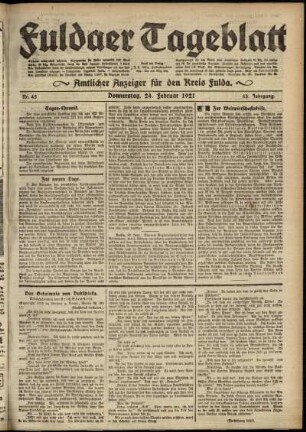 Ausgabe vom Donnerstag, den 24. Februar 1921.