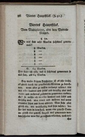 Viertes Hauptstück. Vom Multipliziren, oder dem Vervielfältigen.