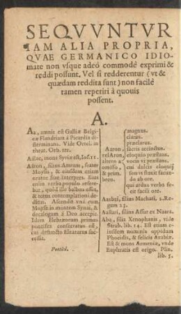 Sequuntur Iam Alia Propria, Quae Germanico Idiomate non usque adeo commode exprimi & reddi possunt ...