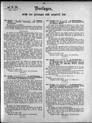 Anlage: ad No.28 (420-427), Vorlagen, welche den Zeitungen nicht mitgeteilt sind