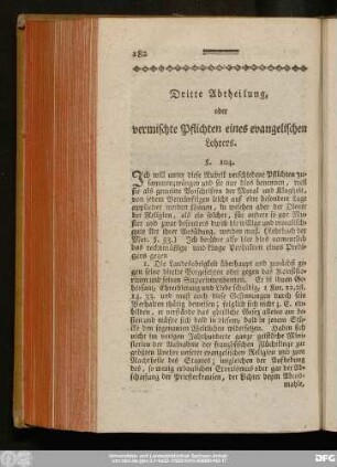Dritte Abtheilung, oder vermischte Pflichten eines evangelischen Lehrers.