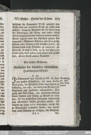Der sechste Abschnitt. Geschichte der dänischen ostindischen Handlungsgesellschaft.