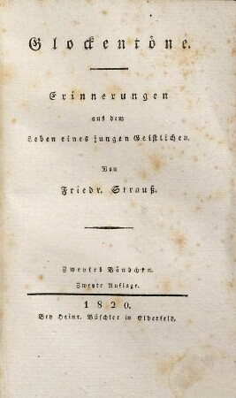 Glockentöne : Erinnerungen aus dem Leben eines jungen Geistlichen, 2