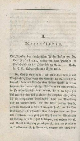 526-552 [Rezension] Rosenkranz, Karl, Encyklopaedie der theologischen Wissenschaften