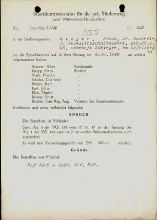 Rieger, Frieda, Dr.