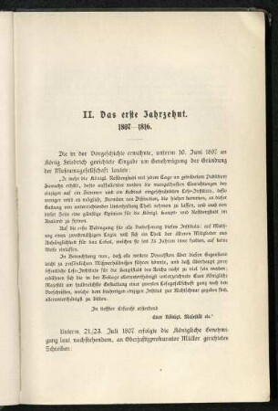 Das erste Jahrzehnt 1807-1816