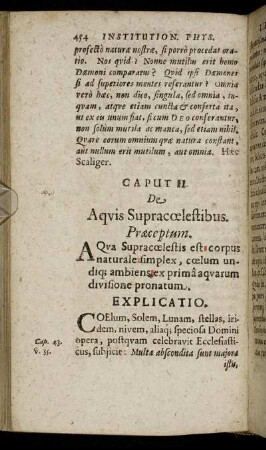 Caput II. De Aquis Supracœlestibus.