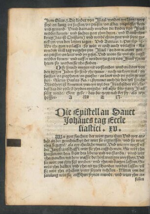 Die Epistell an Sanct Johannes tage Ecclesiastici. xv.