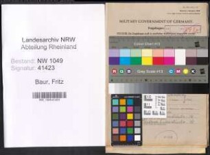 Entnazifizierung Fritz Baur , geb. 21.09.1884 (Saenger)