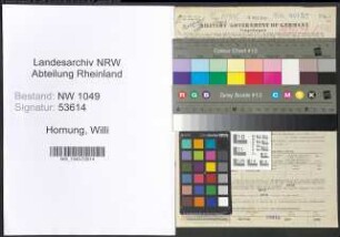 Entnazifizierung Willi Hornung , geb. 15.10.1919 (Schriftleiter)