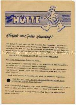Flugblatt der SED im VEB Maxhütte an die Kumpel der Grube Kamsdorf für Vorschläge zur Steigerung der Arbeitsproduktivität