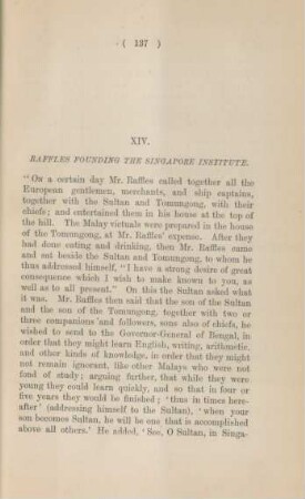 XIV. Raffles founding the Singapore Institute