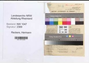 Entnazifizierung Hermann Reckers , geb. 25.03.1898 (Postbeamter)