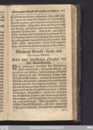 Allerhand Berufs- Noth- und Sterbens-Gebete.