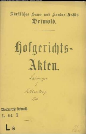 Lahmeyer, Friedrich in Bremen gegen Vogt Ribbentrup in Laßbruch - Schuldforderung