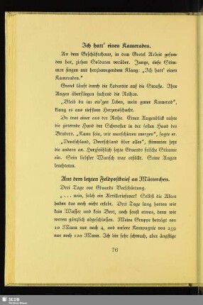 Aus dem letzten Feldpostbrief an Mütterchen