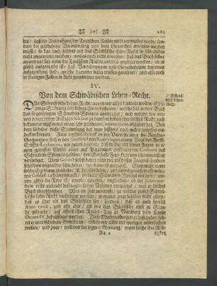 IV. Von dem Schwäbischen Lehen-Recht