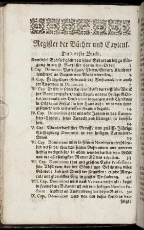 Register der Bücher und Capitul.
