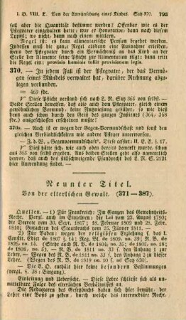 Neunter Titel. Von der elterlichen Gewalt. (371 - 387)