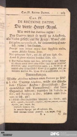 Cap. IV. De Rectione Dativi. Die vierte Haupt-Regul