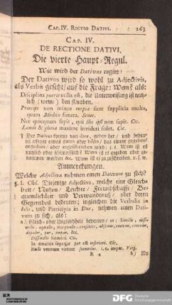 Cap. IV. De Rectione Dativi. Die vierte Haupt-Regul