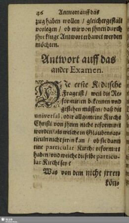 Antwort auff das ander Examen
