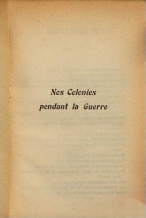 Nos Colonies pendant la Guerre