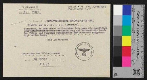 Begleitbrief - Urkunden für verliehende Auszeichnungen