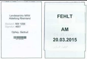 Entnazifizierung Gertrud Ophey , geb. 06.02.1895 ()