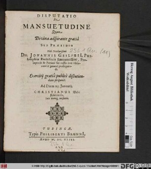 Disputatio De Mansuetudine
