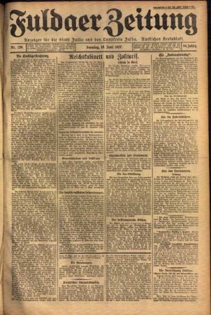 Erste Ausgabe vom Sonntag, den 19. Juni 1927.