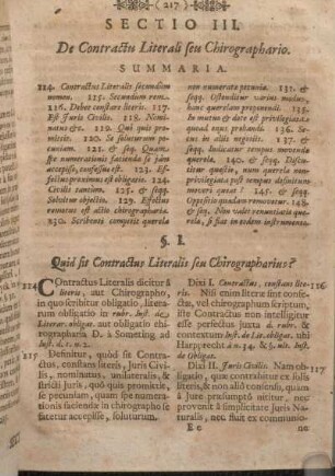 Sectio III. De Contractu Literali seu Chirographario.
