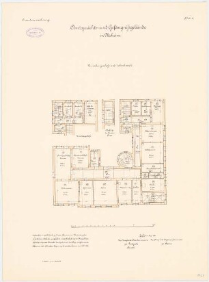 Amtsgericht und Gefängnis, Neheim: Grundriss Zwischengeschoss, Obergeschoss 1:100