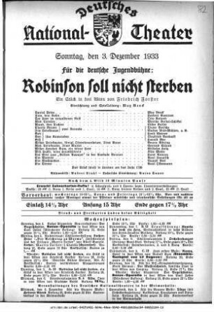 Robinson soll nicht sterben