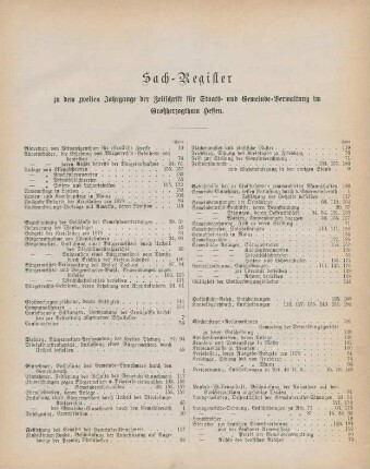 Sach-Register zu dem zweiten Jahrgange der Zeitschrift für Staats- und Gemeinde-Verwaltung im Großherzogthum Hessen
