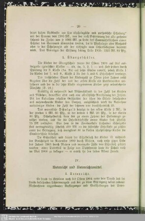 IV. Unterricht und Unterrichtsmittel