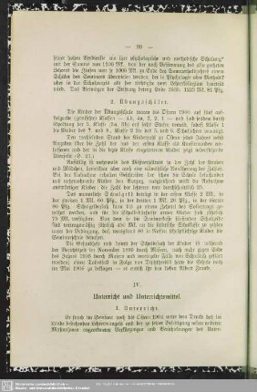 IV. Unterricht und Unterrichtsmittel