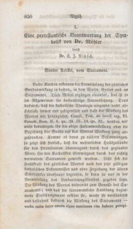 850-888 Eine protestantische Beantwortung der Symbolik von Dr. Möhler