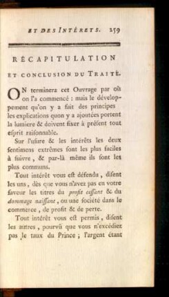 Récaputulation Et Conclusion Du Traité