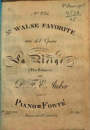 3me walse favorite : tiré de l'opera La neige (Der Schnee) : pour le pianoforte