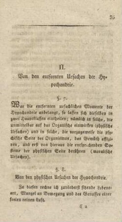 II. Von den entfernten Ursachen der Hypochondrie