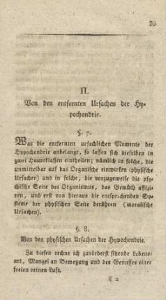 II. Von den entfernten Ursachen der Hypochondrie