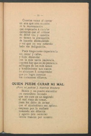Quién puede curar mi mal : (Para mi padrino J. Mauricio Boudart)