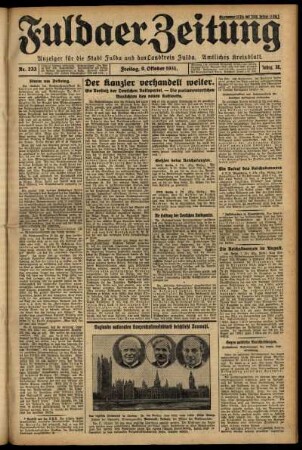 Ausgabe vom Freitag, den 09. Oktober 1931.