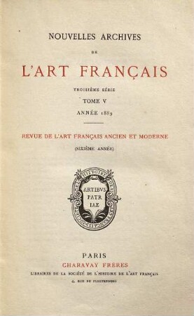 Nouvelles archives de l'art français. 5. 1889