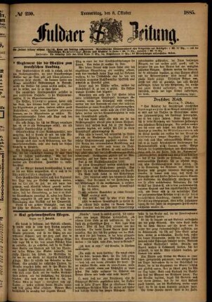 Ausgabe vom Donnerstag, den 08. Oktober 1885.